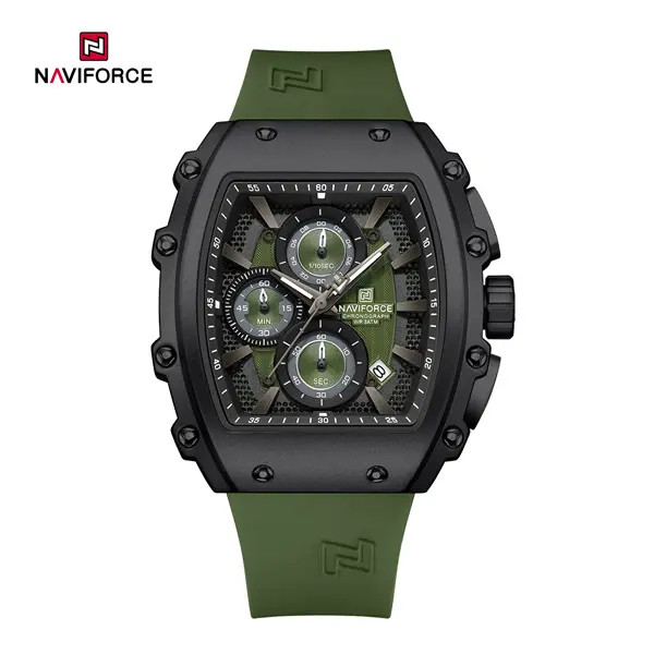 ساعت مچی مردانه نیوی فورس Naviforce NF8070 کرنوگراف کوارتز با بند سیلیکونی و مقاومت در برابر آب 3ATM - نمای صفحه