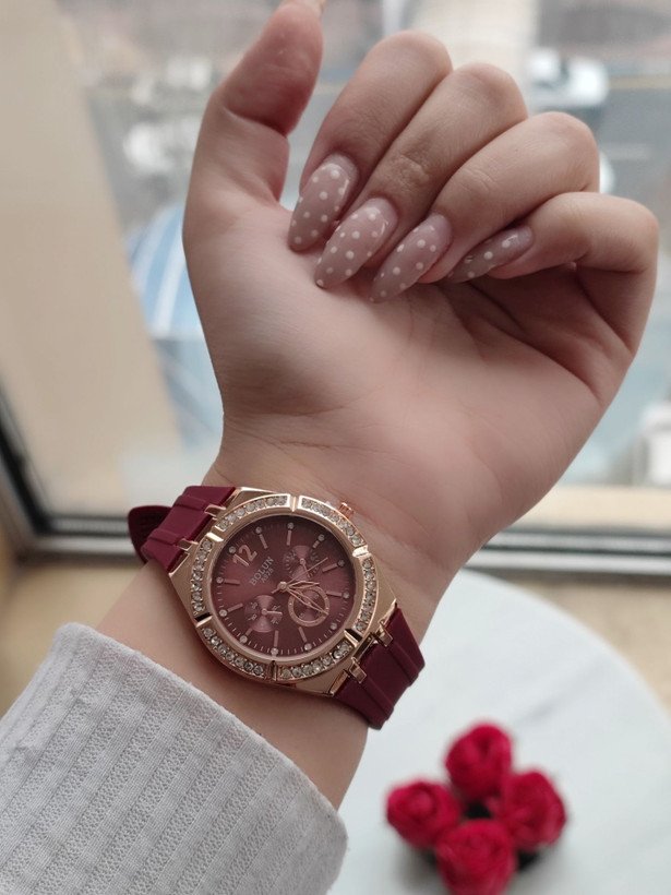 ساعت مچی زنانه بلون (Bolin) مدل 3804972 نگیندار؛ بند سیلیکونی رنگبندی متنوع - جزئیات صفحه