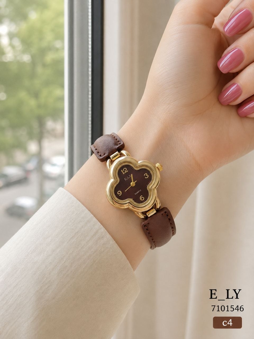 ساعت مچی زنانه E_LY کد 7101546 طرح گل چهارپر