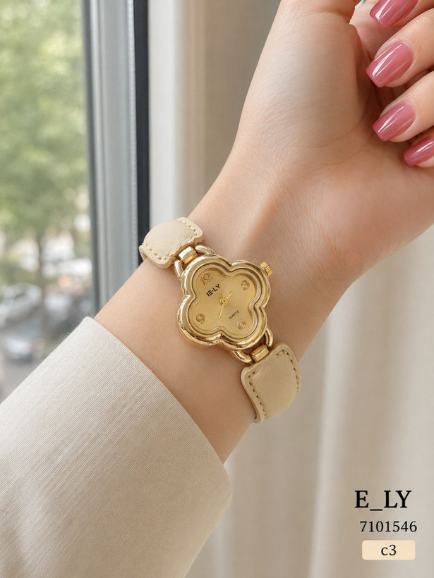 ساعت مچی زنانه E_LY کد 7101546 طرح گل چهارپر