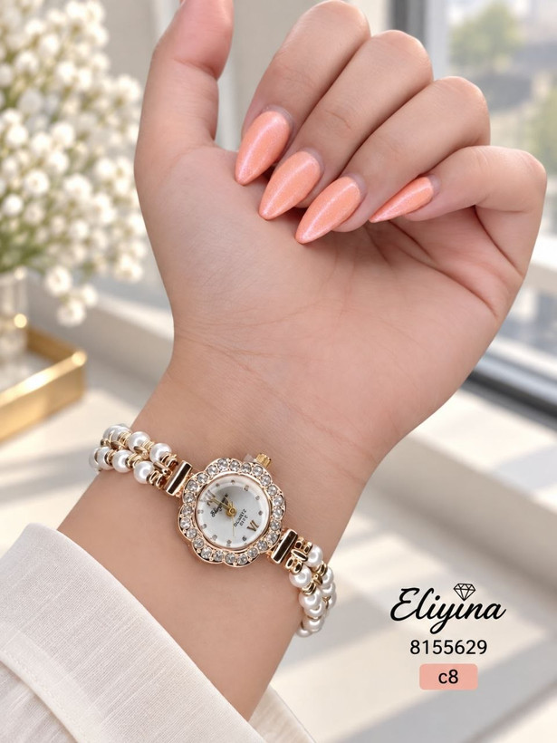 ساعت مرواریدی الینا Elegina 8156537 بند مرواریدی کددو 8155308