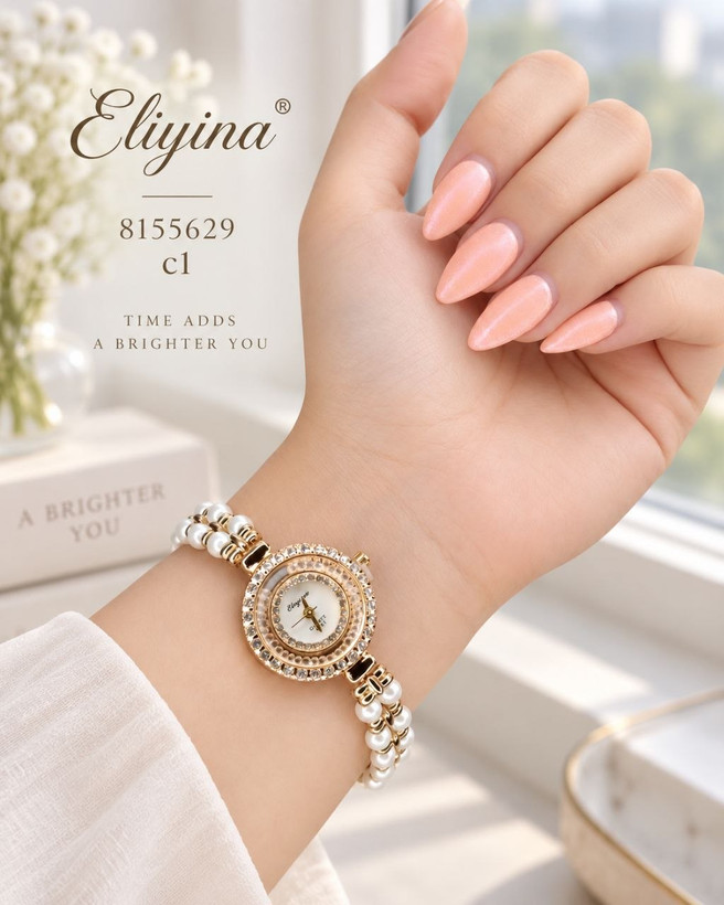 ساعت مرواریدی الینا Elegina 8156537 بند مرواریدی کددو 8155308