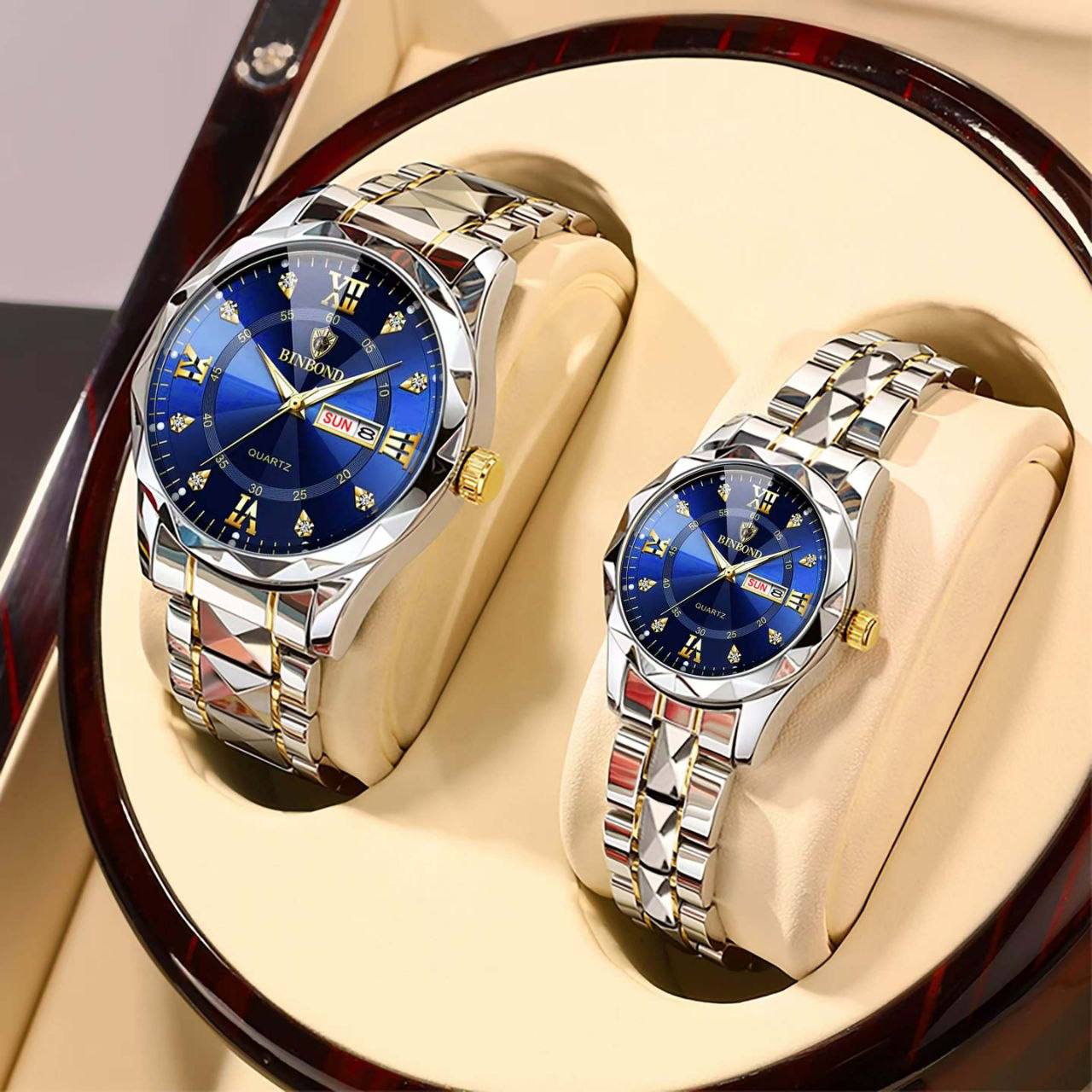 ست زنانه و مردانهBIN BOND    ⌚️بین باند مدلی نو   شیشه الماسی